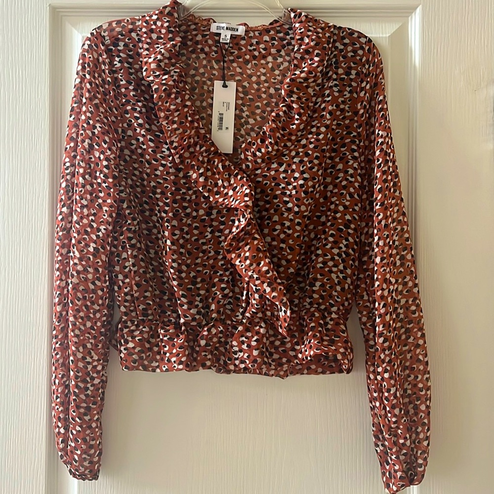 Steve Madden Ruffle Cropped Blouse